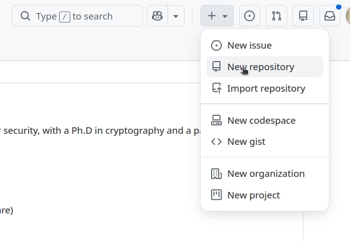 le bouton pour créer un nouveau repository